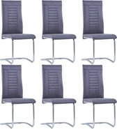 Decoways - Eetkamerstoelen 6 stuks kunstsuède grijs