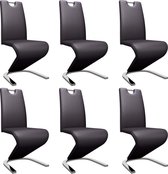 Decoways - Eetkamerstoelen met zigzag-vorm 6 st kunstleer bruin