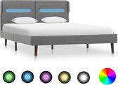 Decoways - Bedframe met LED stof lichtgrijs 120x200 cm