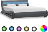 Decoways - Bedframe met LED kunstleer grijs 120x200 cm