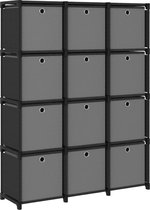 Decoways - Kast met 12 vakken met boxen 103x30x141 cm stof zwart