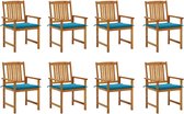 Decoways - Tuinstoelen 8 st met kussens massief acaciahout