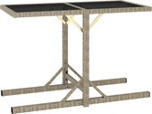 Decoways - Tuintafel 110x53x72 cm glas en poly rattan beige