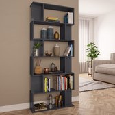 Decoways - Boekenkast/kamerscherm 80x24x192 cm spaanplaat hoogglans grijs