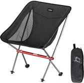 Hikend® Campingstoel Opvouwbaar - Campingstoel Lichtgewicht - Kampeerstoel - Vouwstoel - Maanstoel - Moon Chair - Picknickstoel - Maat S Zwart