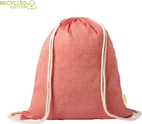 Impact AWARE™ gerecycled katoenen rugzak met trekkoord 145gr | Promo