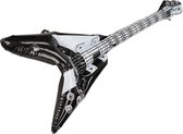 2x stuks opblaasbare rock gitaar muziekinstrument 100 cm zwart/wit - Verkleed speelgoed