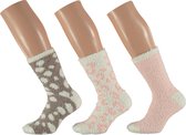 Apollo-Sokken | Bedsokken dames | Roze|Bruin | 3-Pak | One Size | Slaapsokken | Fluffy sokken | Warme sokken | Bedsokken | Fleece sokken | Warme sokken dames | Winter sokken | Apol
