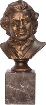 Gietijzeren Buste Ludwig Von Beethoven Op Marmeren Voet 15x12x33 cm