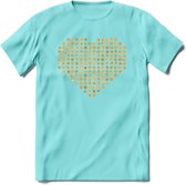 Valentijn Goud Hart T-Shirt | Grappig Valentijnsdag Cadeautje voor Hem en Haar | Dames - Heren - Unisex | Kleding Cadeau | - Licht Blauw - L