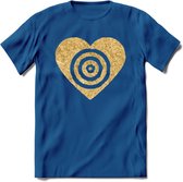 Valentijn Goud Hart T-Shirt | Grappig Valentijnsdag Cadeautje voor Hem en Haar | Dames - Heren - Unisex | Kleding Cadeau | - Donker Blauw - XL