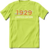 1929 Limited Edition T-Shirt | Goud - Zilver | Grappig Verjaardag en Feest Cadeau Shirt | Dames - Heren - Unisex | Tshirt Kleding Kado | - Groen - L