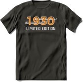 1930 Limited Edition T-Shirt | Goud - Zilver | Grappig Verjaardag en Feest Cadeau Shirt | Dames - Heren - Unisex | Tshirt Kleding Kado | - Donker Grijs - XL