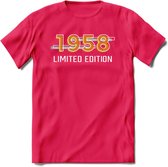 1958 Limited Edition T-Shirt | Goud - Zilver | Grappig Verjaardag en Feest Cadeau Shirt | Dames - Heren - Unisex | Tshirt Kleding Kado | - Roze - S