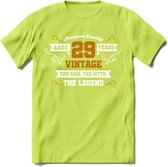 29 Jaar Legend T-Shirt | Goud - Wit | Grappig Verjaardag en Feest Cadeau Shirt | Dames - Heren - Unisex | Tshirt Kleding Kado | - Groen - M