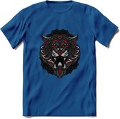 Tijger - Dieren Mandala T-Shirt | Rood | Grappig Verjaardag Zentangle Dierenkop Cadeau Shirt | Dames - Heren - Unisex | Wildlife Tshirt Kleding Kado | - Donker Blauw - XXL