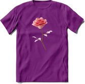 Valentijn roos Hart T-Shirt | Grappig Valentijnsdag Cadeautje voor Hem en Haar | Dames - Heren - Unisex | Kleding Cadeau | - Paars - XL