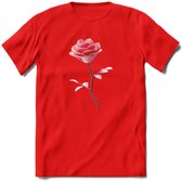 Valentijn roos Hart T-Shirt | Grappig Valentijnsdag Cadeautje voor Hem en Haar | Dames - Heren - Unisex | Kleding Cadeau | - Rood - 3XL