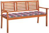 Decoways - Tuinbank 3-zits met kussen 150 cm massief eucalyptushout