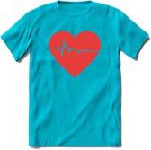 Valentijn Hart T-Shirt | Grappig Valentijnsdag Cadeautje voor Hem en Haar | Dames - Heren - Unisex | Kleding Cadeau | - Blauw - 3XL