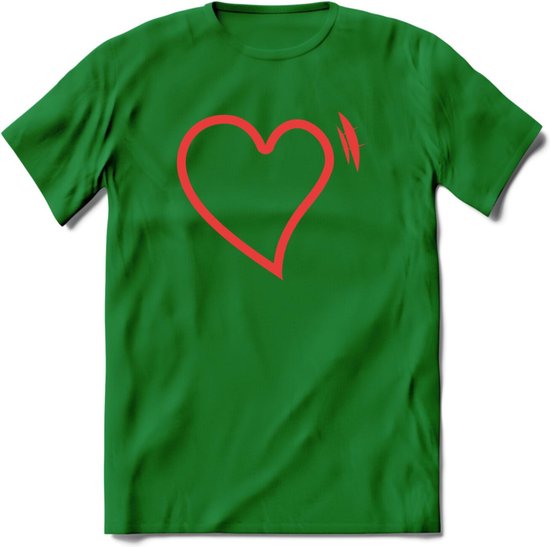 Valentijn Hart T-Shirt | Grappig Valentijnsdag Cadeautje voor Hem en Haar | Dames - Heren - Unisex | Kleding Cadeau | - Donker Groen - 3XL