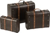 J-Line Set Van 3 Valiezen Decoratief Hout Bruin
