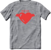 Valentijn Hart T-Shirt | Grappig Valentijnsdag Cadeautje voor Hem en Haar | Dames - Heren - Unisex | Kleding Cadeau | - Donker Grijs - Gemaleerd - XXL