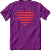 Valentijn Hart T-Shirt | Grappig Valentijnsdag Cadeautje voor Hem en Haar | Dames - Heren - Unisex | Kleding Cadeau | - Paars - XXL