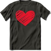 Valentijn Hart T-Shirt | Grappig Valentijnsdag Cadeautje voor Hem en Haar | Dames - Heren - Unisex | Kleding Cadeau | - Donker Grijs - S