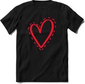 Valentijn Hart T-Shirt | Grappig Valentijnsdag Cadeautje voor Hem en Haar | Dames - Heren - Unisex | Kleding Cadeau | - Zwart - XXL