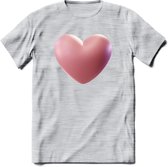 Valentijn Hart T-Shirt | Grappig Valentijnsdag Cadeautje voor Hem en Haar | Dames - Heren - Unisex | Kleding Cadeau | - Licht Grijs - Gemaleerd - 3XL