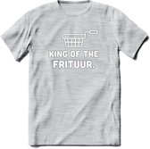 King Of The Frituur - Snack T-Shirt | Grappig Verjaardag Kleding Cadeau | Eten En Snoep Shirt | Dames - Heren - Unisex Tshirt | - Licht Grijs - Gemaleerd - M