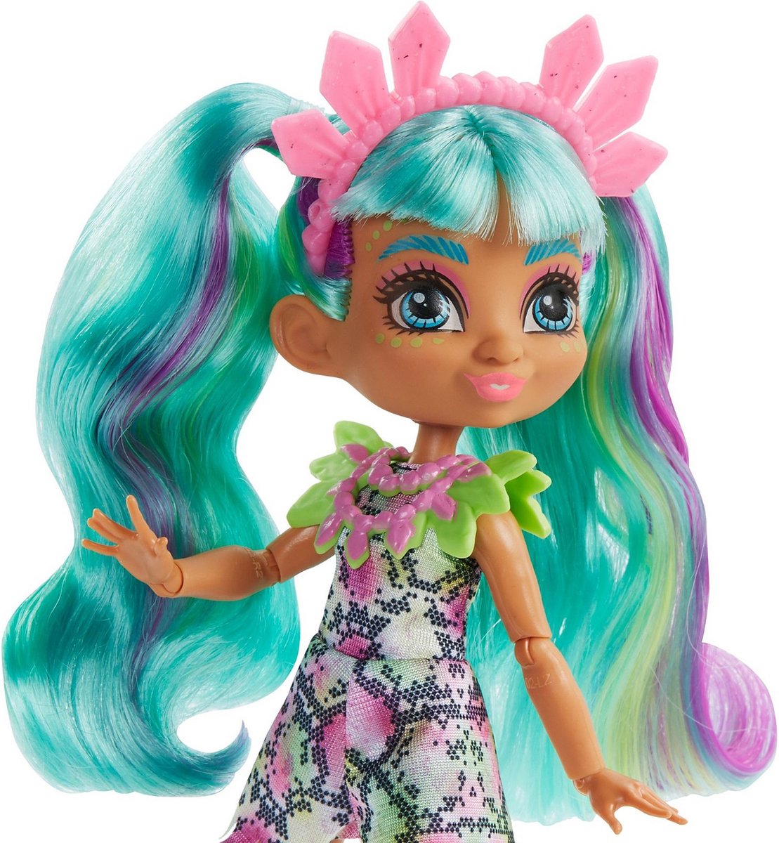 Cave Club Rockelle Pop – 20-25 Cm, Blauwgroen Haar, Met Beweegbare Ledematen, Dinosaurus Teddy-Rex En Accessoires, Voor Kinderen Vanaf 4 Jaar
