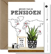 Tallies Cards - greeting  - wenskaarten - Pensioen - Plant  - Set van 4 ansichtkaarten - VUT/pensioen - pensionering - Inclusief kraft envelop - 100% Duurzaam