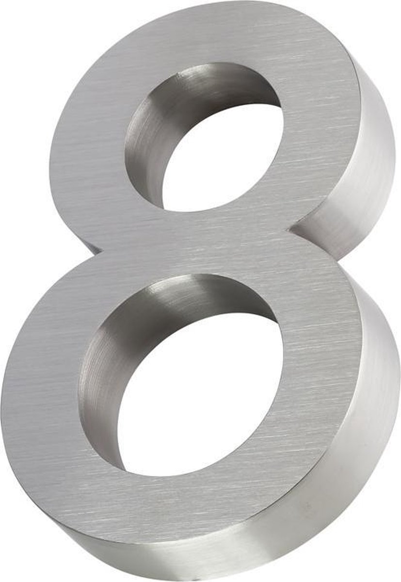 Xaptovi 3D Huisnummer 8 Materiaal: RVS - Hoogte: 20cm - Kleur: RVS