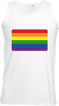 Gay pride singlet shirt/ tanktop met Regenboog vlag wit heren M