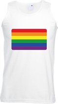 Regenboog vlag singlet shirt/ tanktop wit heren M