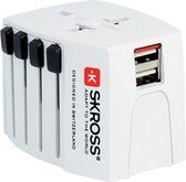2x Skross wereldstekker met dubbele USB poort