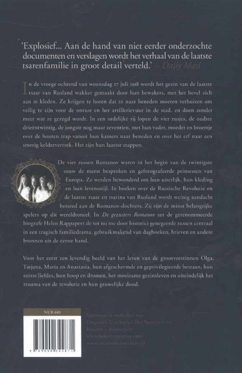 De gezusters Romanov - back cover
