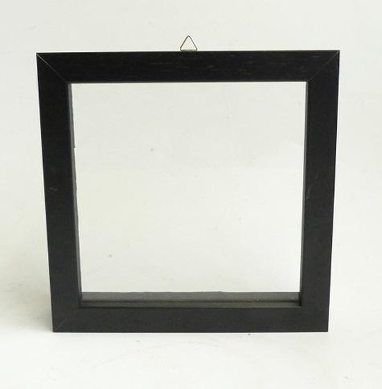 Zwart houten dubbelglas lijst 16 cm x 16 cm met ophanghaakje