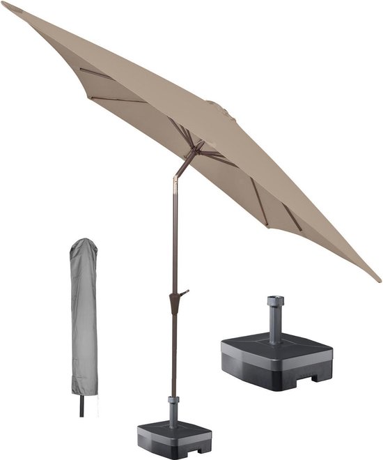 Kopu® vierkante parasol Altea 230x230 cm met hoes en voet - Taupe | bol.com