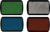 Stempelkussen Set - Bruin, Licht Blauw, Zilver en Lemon - 7 x 4,5cm