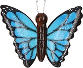 Houten magneet blauwe vlinder