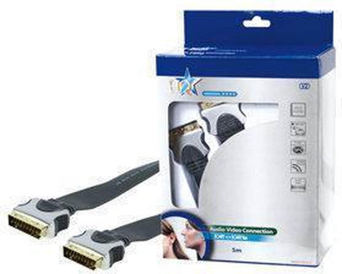 Hoge kwaliteit platte Scartkabel 5,00 m