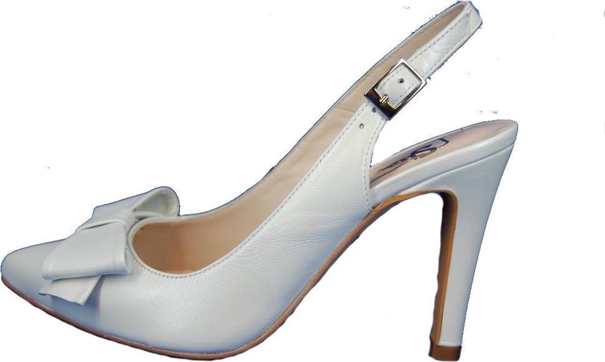 Stravers - Maat 34 Witte Pumps Slingback Kleine Maten Trouwschoenen