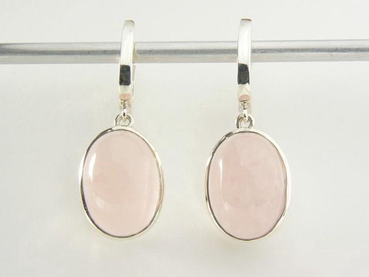 Zilveren oorbellen met rozenkwarts | bol.com