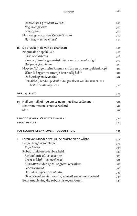 Inhoudsopgave, inclusief postscript essay 'Over robuustheid'.