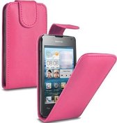 Huawei Asend Y300 roze leren flip hoesje tasje