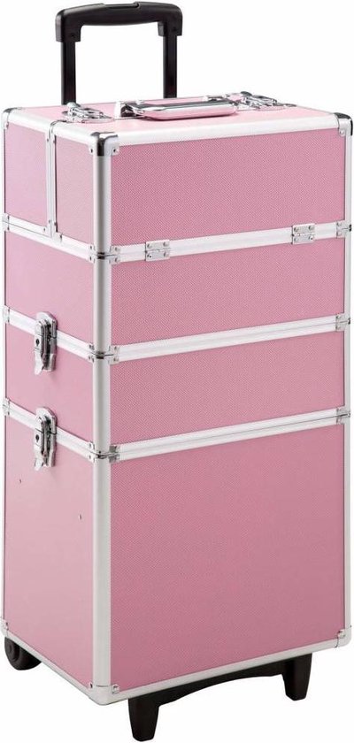 TecTake Cosmetica koffer met 3 Etages - Roze - Make-up Koffer | bol.com