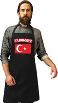 Turkse vlag keukenschort/ barbecueschort zwart heren en dames - Turkije schort